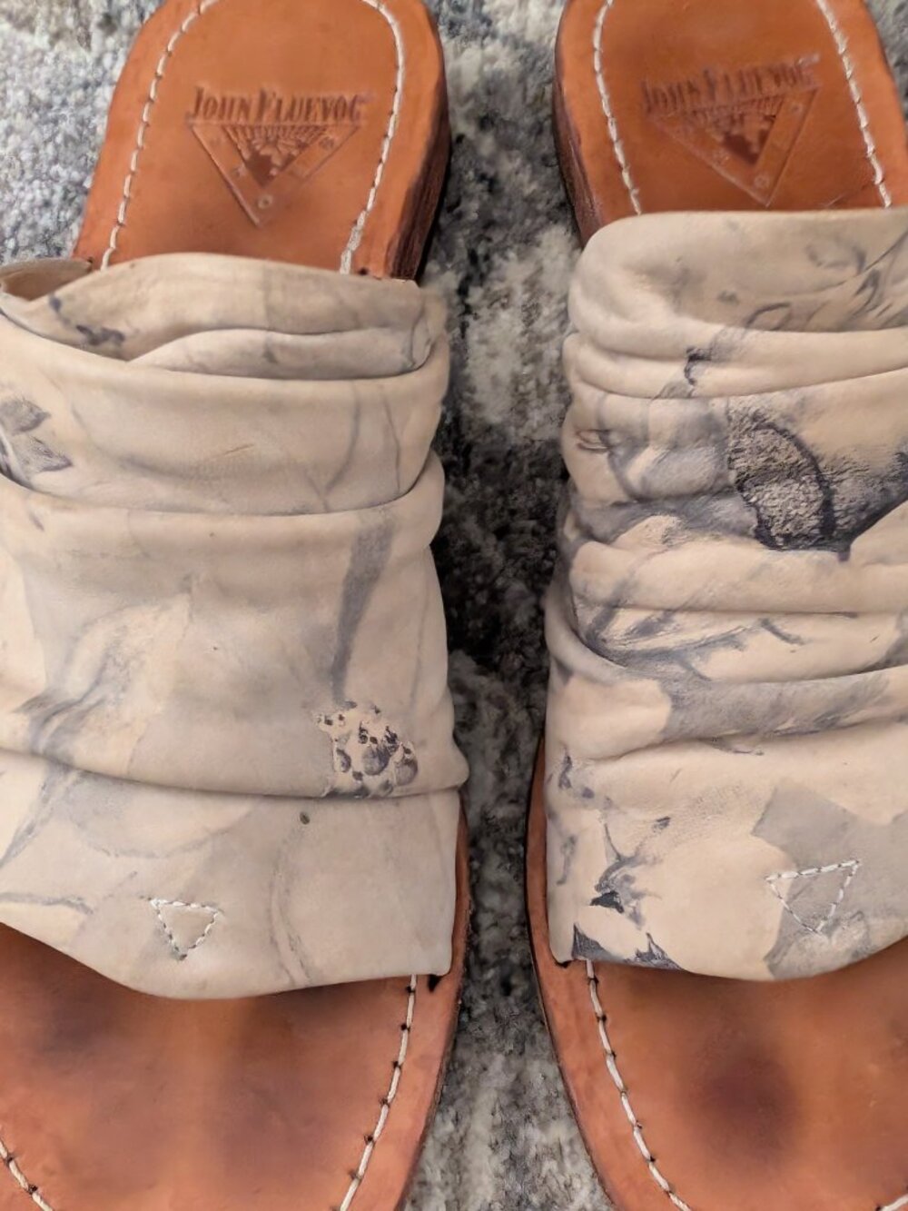 JOHN FLUEVOG Sandal 7.5 Amazon Floral Leather Thong Beach Cove Slide Slip On - Picture 4 of 9
